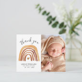 Orange Terracotta Boho Rainbow Baby Dusche 2 Foto Postkarte (Stehend Vorderseite)