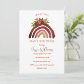 Orange Terracotta Boho Rainbow Baby Dusche Einladung (Stehend Vorderseite)