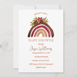 Orange Terracotta Boho Rainbow Baby Dusche Einladung