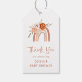 Orange Terracotta Boho | Rainbow Baby Dusche Geschenkanhänger (Vorderseite)