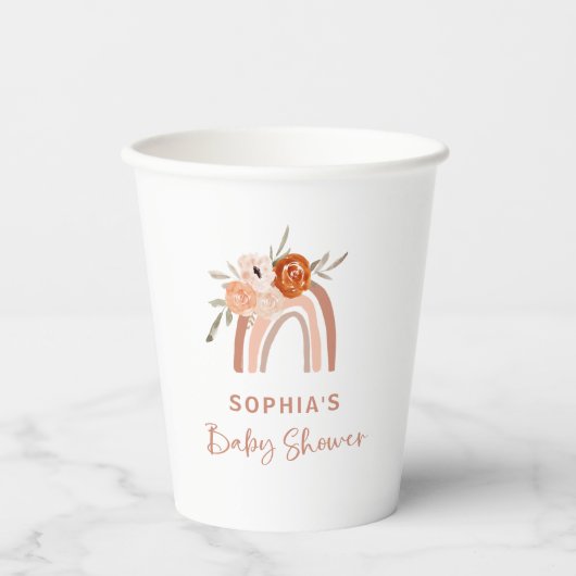 Orange Terracotta Boho | Rainbow Baby Dusche Pappbecher (Vorderseite)
