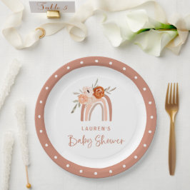 Orange Terracotta Boho | Rainbow Baby Dusche Pappteller