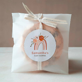 Orange Terracotta Boho | Rainbow Baby Dusche Runder Aufkleber