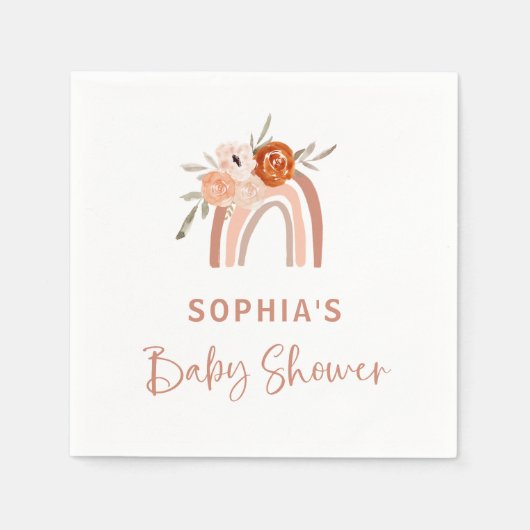 Orange Terracotta Boho | Rainbow Baby Shower Serviette (Vorderseite)