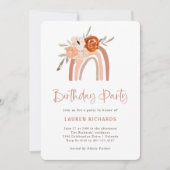 Orange Terracotta Boho | Rainbow Birthday Party Einladung (Vorderseite)