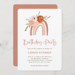 Orange Terracotta Boho | Rainbow Birthday Party Einladung