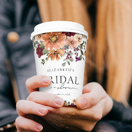 Orange Terracotta Burgundy Blumendusche Pappbecher