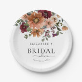 Orange Terracotta Burgundy Blumendusche Pappteller (Vorderseite)