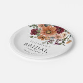 Orange Terracotta Burgundy Blumendusche Pappteller (Schrägansicht)