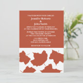 Orange Terracotta Earth Rustic Fall Leaf Wedge Einladung (Stehend Vorderseite)