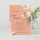 ORANGE TERRACOTTA FLORAL BRAUTPARTY EINLADEN DANKESKARTE (Stehend Vorderseite)