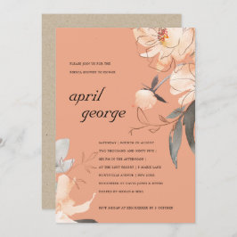 ORANGE TERRACOTTA FLORAL BRAUTPARTY EINLADEN DANKESKARTE