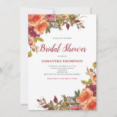Orange Terracotta Floral Brautparty Einladung (Vorderseite)