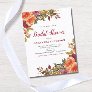 Orange Terracotta Floral Bridal Dusche Einladung Postkarte