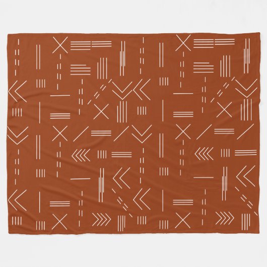 Orange Terracotta Gorgeous Geometrie Muster Fleecedecke (Vorderseite (Horizontal))