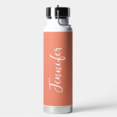 Orange Terracotta Hand Writing Script Personalisie Trinkflasche (Links)