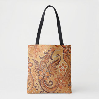 Orange Terracotta Indonesische Batik Floral Muster Tasche