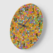 Orange 'Terracotta' mehrfarbige Fliesenmuster Große Wanduhr (Winkel)