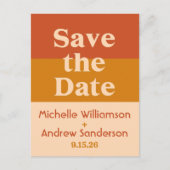 Orange Terracotta Moderne Retro Ankündigungspostkarte (Vorderseite)