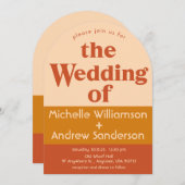 Orange Terracotta Moderne Retro Arte Einladung (Vorne/Hinten)