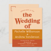 Orange Terracotta Moderne Retro Einladungspostkarte (Vorne/Hinten)