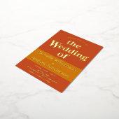 Orange Terracotta Moderne Retro Folie Einladungspostkarte (Gedreht)