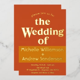 Orange Terracotta Moderne Retro Folieneinladung