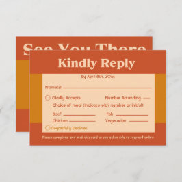 Orange Terracotta Moderne Retro QR Code RSVP Karte