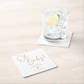 Orange Terracotta Oh Baby Modern Boho Babydusche Rechteckiger Pappuntersetzer (Vor Ort)