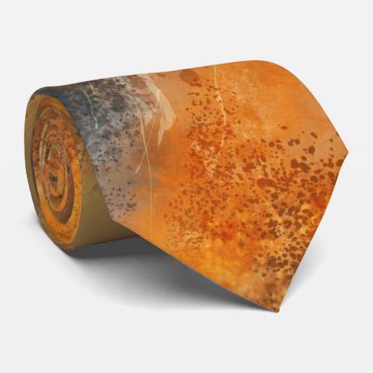 Orange Terracotta Rust Brown Grau Abstrakt Krawatte (Gerollt)