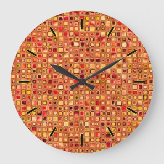 Orange 'Terracotta' Textured Mosaic Tiles Pattern Große Wanduhr (Vorderseite)