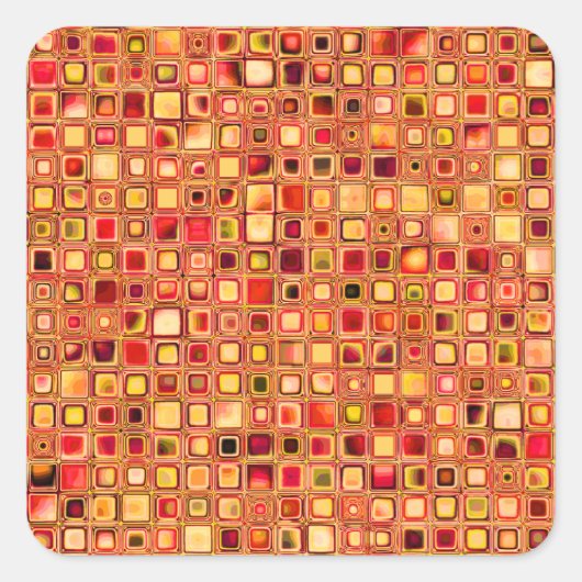 Orange 'Terracotta' Textured Mosaic Tiles Pattern Quadratischer Aufkleber (Vorderseite)