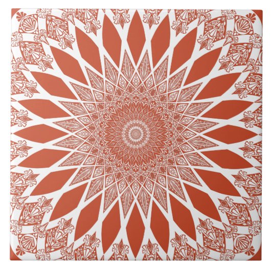 Orange Terracotta Tristyns Mandala Fliese (Vorderseite)