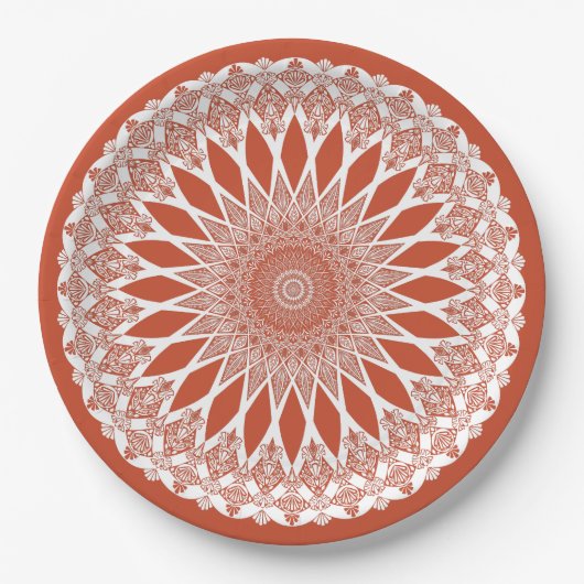 Orange Terracotta Tristyns Mandala Pappteller (Vorderseite)
