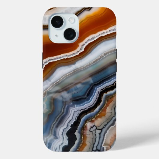 Orange Terracotta White Black Agate Geode Case-Mate iPhone Hülle (Rückseite)