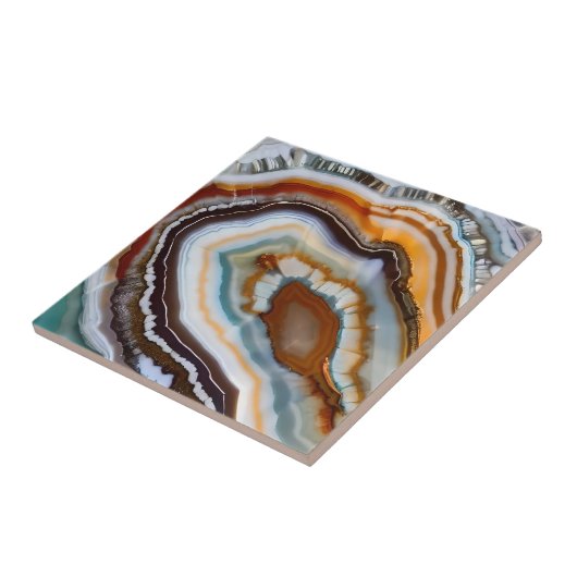 Orange Terracotta White Black Agate Geode Fliese (Seite)