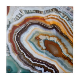 Orange Terracotta White Black Agate Geode Fliese
