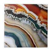 Orange Terracotta White Black Agate Geode Fliese (Vorderseite)