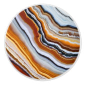 Orange Terracotta White Black Agate Geode Keramikknauf (Vorderseite)