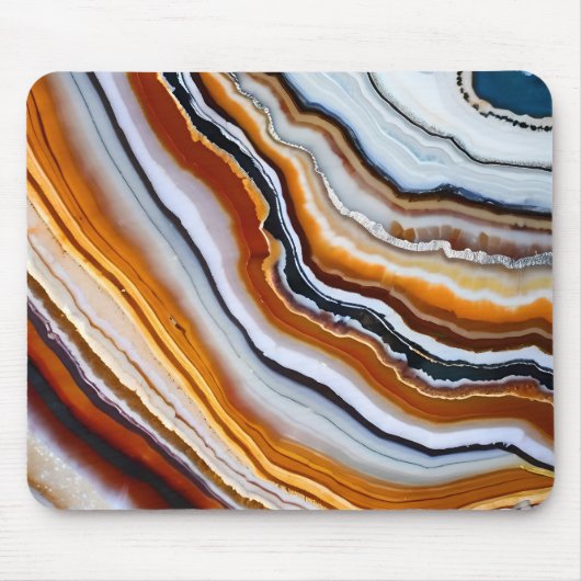 Orange Terracotta White Black Agate Geode Mousepad (Vorne)