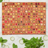Orange "Terrakotta" maserte Mosaik-Fliesen-Muster Handtuch (Gefaltet)
