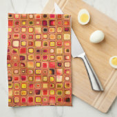 Orange "Terrakotta" maserte Mosaik-Fliesen-Muster Handtuch (Viertel Falte)