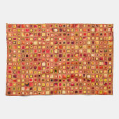 Orange "Terrakotta" maserte Mosaik-Fliesen-Muster Handtuch (Horizontal)
