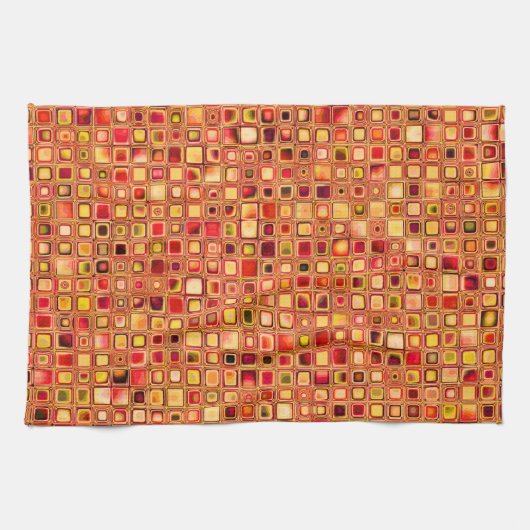 Orange "Terrakotta" maserte Mosaik-Fliesen-Muster Handtuch (Horizontal)