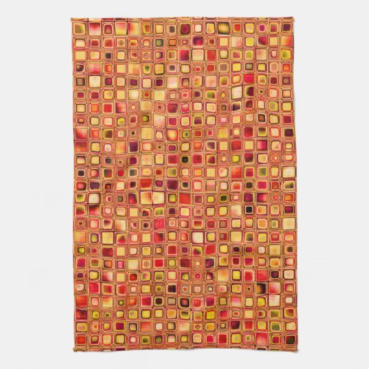 Orange "Terrakotta" maserte Mosaik-Fliesen-Muster Handtuch (Vertikal)
