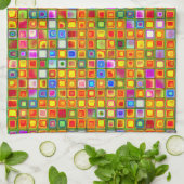 Orange "Terrakotta-" mehrfarbiges Fliesen-Muster Handtuch (Gefaltet)