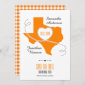 Orange Texas Curling Ribbon Save the Date (Vorne/Hinten)