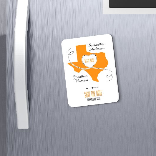 Orange Texas Curling Ribbon Save the Date Magnet