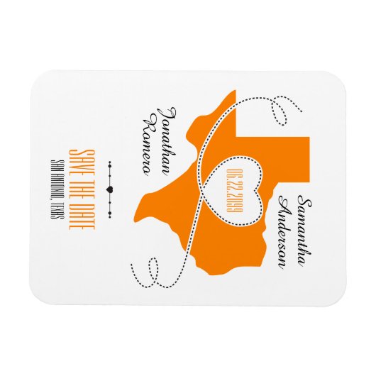 Orange Texas Curling Ribbon Save the Date Magnet (Horizontal)