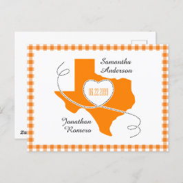 Orange Texas Curling Ribbon Save the Date Postkarte
